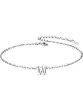 Letter W Initial Bracelet 925 Sterling Silver Letter Bracelet Dainty